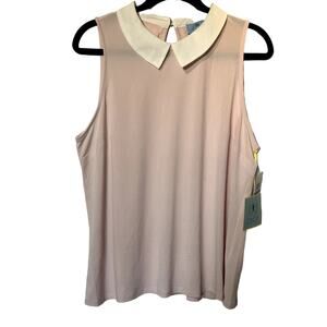 CeCe Cynthia Steffe NWT Collared Keyhole Blouse Medium Pink (Whimsical) Size XL